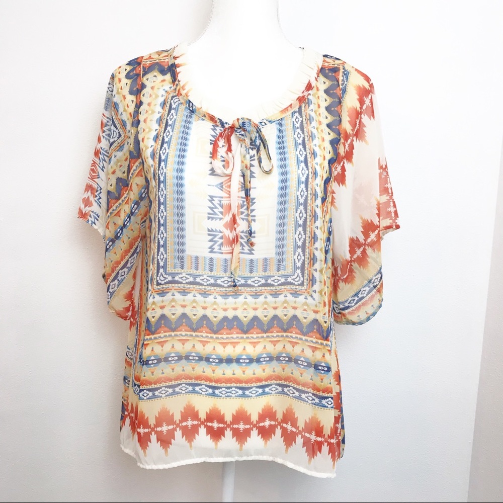Vintage Havana Aztec Print Blouse- Size small